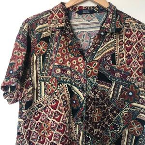 Funky vintage patterned button-down shirt